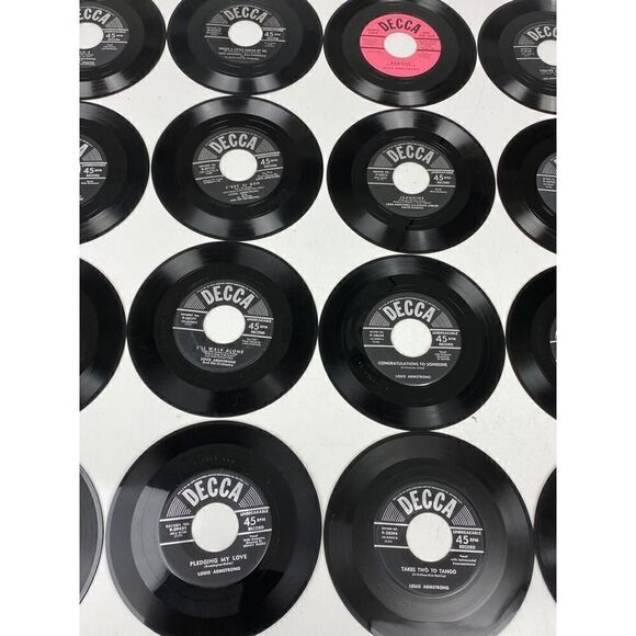 Vtg Record Album & 18 45 RPM Vinyl Records Louis Armstrong Dream a Little Dream - Picture 11 of 11